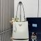 Prada 1BE080 Medium Bucket Bag in Leather White