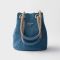 Prada 1BE082 Mariner Small Bucket Bag in Suede Blue