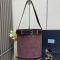 Prada 1BE085 Buckle Belted Bucket Bag in Suede Burgundy