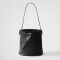 Prada 1BE085 Buckle Bucket Bag with Belt in Leather Black