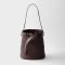 Prada 1BE085 Buckle Bucket Bag with Belt in Leather Coffee