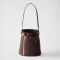 Prada 1BE085 Buckle Bucket Bag with Jeweled Belt in Leather Coffee