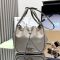 Prada 1BE087 Darling Bucket Bag in Leather Grey