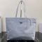 Prada 1BG107 Tote Bag in Re-Nylon and Saffiano Leather Blue
