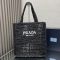 Prada 1BG393 Crochet Tote Bag in Raffia with Embroidered Logo Black