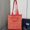 Prada 1BG393 Crochet Tote Bag in Two-Tone Raffia Red/Apricot