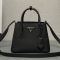 Prada 1BG443 Double Small Bag in Grained Leather Black