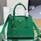 Prada 1BG443 Double Small Bag in Saffiano Leather with Leather Key Ring Green