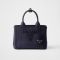 Prada 1BG464 Jardiniere Small Handbag in Cotton Canvas Blue