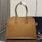Prada 1BG508 Large Tote Bag in Leather with Buckles Brown