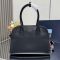 Prada 1BG538 Medium Tote Bag in Leather with Buckles Black