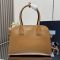 Prada 1BG538 Medium Tote Bag in Leather with Buckles Brown