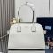 Prada 1BG538 Medium Tote Bag in Leather with Buckles White