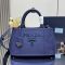 Prada 1BG554 Jardiniere Large Handbag in Cotton Canvas Blue