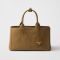Prada 1BG554 Jardiniere Large Handbag in Cotton Canvas Brown
