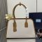 Prada 1BG572 Medium Tote Bag in Linen Blend and Leather Beige/Brown