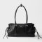 Prada 1BG628 Bonnie Medium Tote Bag in Antiqued Leather Black