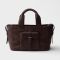 Prada 1BG660 Route Medium Tote Bag in Leather Brown