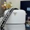 Prada 1BH082 Small Shoulder Bag in Leather with Shoulder Strap White