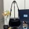 Prada 1BH188 Cleo Mini Shoulder Bag in Brushed Leather Black
