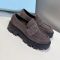Prada 1D185O Loafers Women Suede Dark Grey