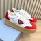Prada 1E928N Downtown Bold Platform Sneakers Women Leather and Suede Red/White