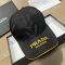 Prada 1HC337 Embroidered Logo Baseball Cap in Re-Nylon Black