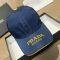 Prada 1HC337 Embroidered Logo Baseball Cap in Re-Nylon Blue