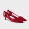 Prada 1I442O Open Side Pumps Women Leather Red