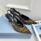 Prada 1I447O Slingback Pumps Women Printed Leather Brown/Black