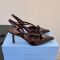Prada 1I675O Slingback Pumps Women Patent Leather Coffee