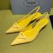 Prada 1I901M Slingback Pumps 55mm Women Brushed Leather Yellow