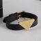 Prada 1IB341 Triangle Logo Bracelet in Saffiano Leather Black/Gold