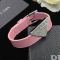 Prada 1IB341 Triangle Logo Bracelet in Saffiano Leather Pink/Silver