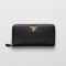 Prada 1ML506 Large Wallet in Saffiano Leather with Lettering Logo Black/Gold