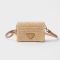 Prada 1MR024 Crochet Card Holder in Raffia with Shoulder Strap Beige