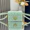 Prada 1MR024 Crochet Card Holder in Raffia with Shoulder Strap Green
