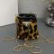 Prada 1NR016 Mini Pouch in Printed Leather Brown/Black
