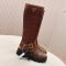 Prada 1U187O High Boots Women Leather Brown