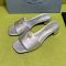 Prada 1XX730 Slides 35mm Women Saffiano Patent Leather Silver