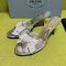 Prada 1XX789 Slides Women Mesh Fabric Silver