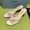 Prada 1XX790 Heeled Slides Women Mesh Fabric Beige
