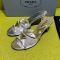 Prada 1XX790 Heeled Slides Women Mesh Fabric Silver