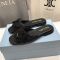 Prada 1XX794 Slides Women Leather with Fabric Bow Black