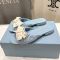 Prada 1XX794 Slides Women Leather with Fabric Bow Blue