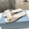 Prada 1XX794 Slides Women Leather with Fabric Bow White
