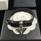Prada Bracelet In Saffiano Leather with Logo Charm Black/Silver