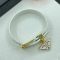 Prada Bracelet In Saffiano Leather with Logo Charm White/Gold