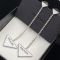 Prada Crystals Chain Enamel Triangle Pendant Earrings In Metal Silver/White