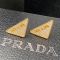 Prada Crystals Logo Triangle Earrings In Metal Gold